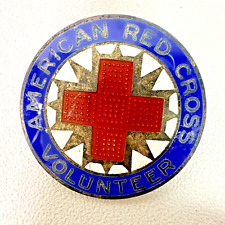 WW2 Era American Red Cross Volunteer Enamel Pin For Lapel or Hat Vintage picture