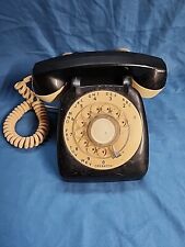 Vintage Automatic Electric Rotary Dial Black & Cream Desk Phone Movie Prop picture