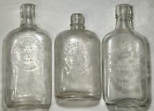 Great Lot of 3 Embossed Whisky Flasks 1900 Minnesota Midwest Saloon Bottles USA picture