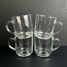 4 Vintage Arcoroc Mugs Clear Glass 10 oz Coffee Tea Cup Mug 3 1/2
