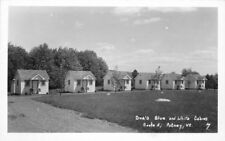 1940s Dua's Blue White Cabins roadside Route 5 Putney Vermont RPPC Postcard 5722 picture