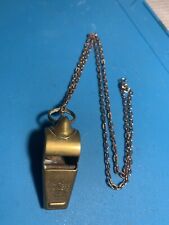 Vintage The Acme Thunderer Brass Cork Ball Whistle  with chain- Made In England picture