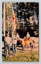Mayhill NM-New Mexico, Flag Ceremony on Horseback, c1981, Vintage Postcard picture