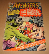 AVENGERS #3 Silver Age Hulk Iron Man Thor Sub-Mariner Marvel Comic 1964 G/GOOD picture