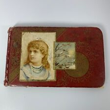 Antique 1886 Red Beautiful Girl Cover Memorabilia Old Autograph Album Ephemera picture