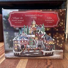 Costco Animated Christmas Village Music Lights Train 8 Songs Fiber-optic Glitter picture