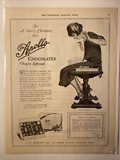 1923 OLD MAGAZINE PRINT AD, APOLLO CHOCOLATES FOR CHRISTMAS, COLES PHILLIPS ART picture