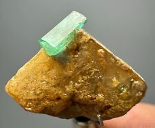 15 Carat UNIQUE  Transparent Green Panjshir Emerald Crystal On Matrix @Afg picture
