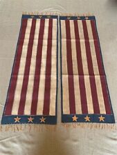 RARE (2) Vntg 1990’s AMERICANA HAND PAINTED Canvas 41x14in TABLE RUNNERS picture