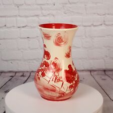 Vintage Gail Pittman Red Toile Vase Handmade picture