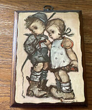 Vintage Hummel Prints on Wood Wall Hanging Plaques Boy And Girl picture