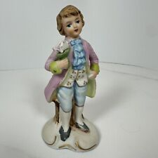 Vintage Victorian Courtesan Young Man Gold Accents With Flowers Figurine Statue picture