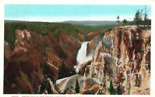 Vintage Postcard 1930 Great Falls and Point Yellowstone National Park Wyoming WY picture
