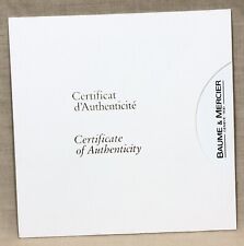 BAUME&MERCIER Certificat d'Authenticité Certificate Authenticity Hampton Steel / picture