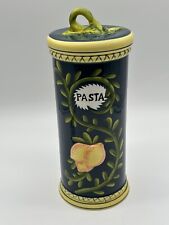 Jay Import Ceramic Pasta Container Navy Blue Background 13.5” Tall With Lid picture