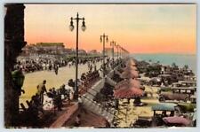 DAYTONA BEACH FLORIDA BOARDWALK SEASHORE HAND COLORED 1920's ERA POSTCARD NICE picture