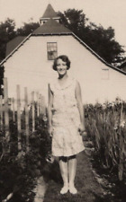 5J Photograph Beautiful Woman Dress 1929 Portrait Lovely Lady Posing In Garden picture