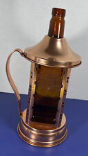 Decanter Swiss Harmeny Time Amber Glass/ Copper Frame Music Bottle Vintage picture