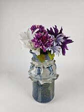 Cariaso Vintage Handmade Studio Ceramic Art Flower Vase White Blue  Signed picture