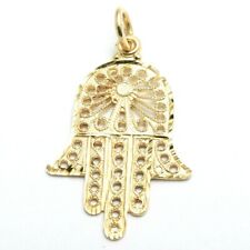Vintage 14k Yellow gold Hamsa Pendant Filigree Made in Israel picture