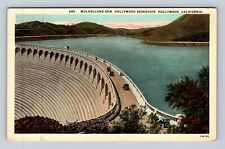 Hollywood CA-California, Mulholland Dam, Hollywood Reservoir Vintage Postcard picture