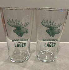 Moosehead Lager Canadian Clear Pint Glass 7” inches - New / Lot Of 2 picture