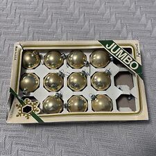 Vintage 1980s 11 Gold Ball Christmas Tree Ornaments In Box picture