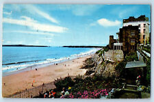 Tenby Pembrokeshire Wales Postcard Caldey Island from South Beach c1950's picture