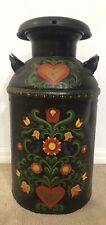 VINTAGE LARGE KNUDSEN MILK CAN/JUG HAND PAINTED FLORAL/BURDS/HEARTS picture