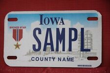 2000 s GRAPHIC IOWA  License Plate  ** BRONZE STAR ** MOTORCYCLE  ** SAMPLE  ** picture