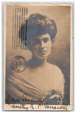 1904 Pretty Woman Short Hair Studio Portrait Syracuse NY RPPC Photo Postcard picture
