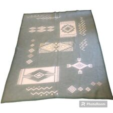 Vintage Biederlack Western Aztec Southwest Blue Blanket 71”x57” Throw Reversible picture