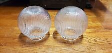 Lot of 2 -  Ribbed Clear Glass Ceiling Lamp Light  Globe Shade Clear Sphere picture