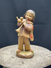 ANRI Vintage Ferrandiz 3” Woodcarving of a Boy w/ Clarinet, Made In Italy picture