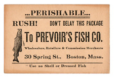 VERY SCARCE c.1918 Frank Prevoir Fish Co. Boston MA Ad Card Seafood Merchant Cod picture