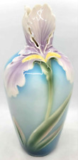 Franz Iris Vase Majolica Porcelain Sculpted XP1811 Purple Blue Floral picture