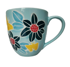 2006 Starbucks 16 fl oz Ceramic Coffee Tea Mug Blue Yellow Butterflies Flowers picture