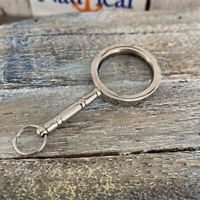 Silver Finish Brass Magnifying Glass - Mini Magnifier - Monocle Necklace Pendant picture