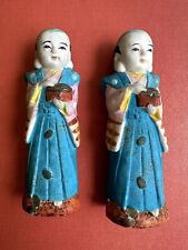 Vintage Chinese Asian cold painted bisque coin figurines ( As-is ) picture
