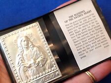 SARCED HEART OF JESUS Silver Metal Saint Plaque Folder Pocket Catholic SHRINE  picture