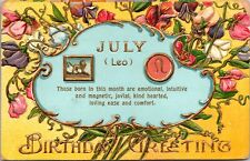 Birthday Greeting Postcard July Leo Astrological Signs Horoscope picture
