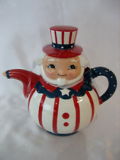 Johanna Parker Carnival Cottage Patriotic America July 4th Uncle Sam Teapot NWT picture