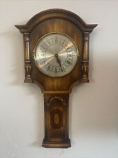 Vintage P. F. Bollenbach Wood Wall Clock Hinged Dome Glass Face #186 Mid Century picture