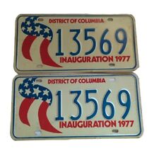 Vintage Unused Pair 1977 District Of Columbia Inauguration License Plate Tags  picture