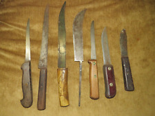 VINTAGE GROUP OF 7 DIFFERENT ESKIMO INUIT TRIBAL INDIAN FISHING & HUNTING KNIVES picture