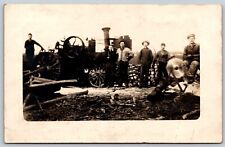 Postcard Farming Machinery Tractor Saw Cutting Lumber RPPC O169 picture