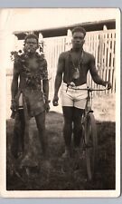 NATIVES RIDING BIKE philippines? real photo postcard rppc picture