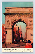 c1939 New York NY Washington Square Arch Macy Color Views Postcard picture