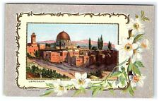 1907-15 Jerusalem Postcard Israel Vtg A m p Embossed Floral  picture