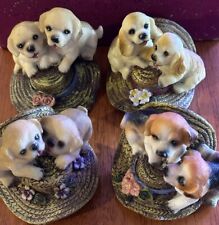 Vintage Four Resin Hats With The Cutest Puppies picture